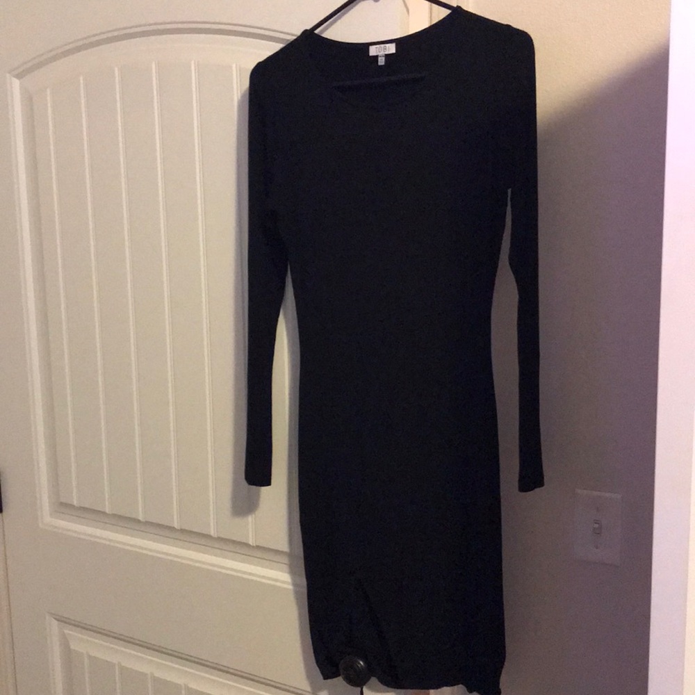Black long sleeved mini dress